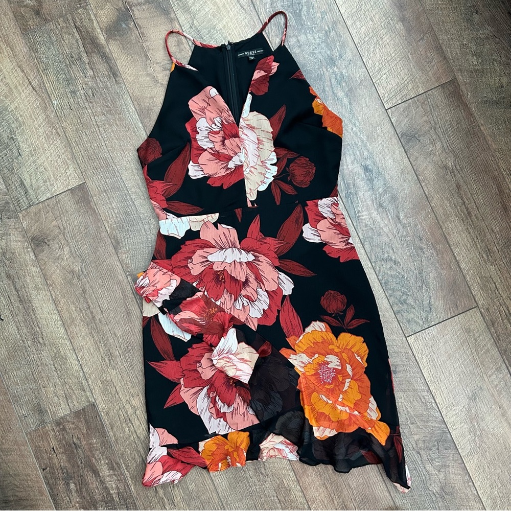 GUESS - Kersten Ruffled Floral Sheath Dress Floral Print Size - M - Picture 4 of 7